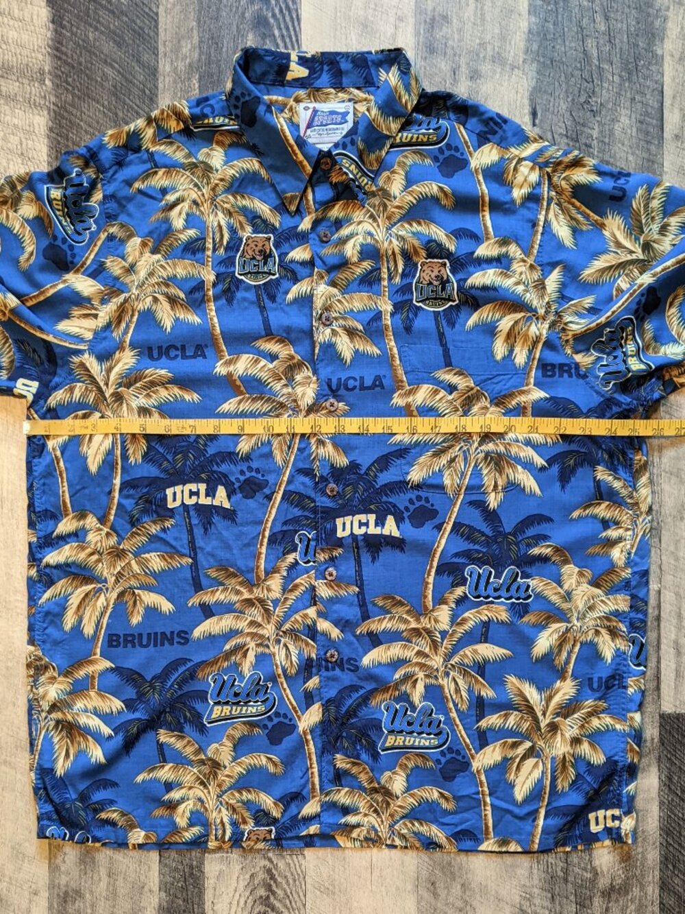 Reyn Spooner UCLA Bruins Shirt XL Rayon Blue Gold Palm Trees - Picture 7 of 7